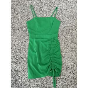 Superdown Sz Sm Womens Back Zip Spaghetti Strap Mesh Rushed Sexy Dress Green